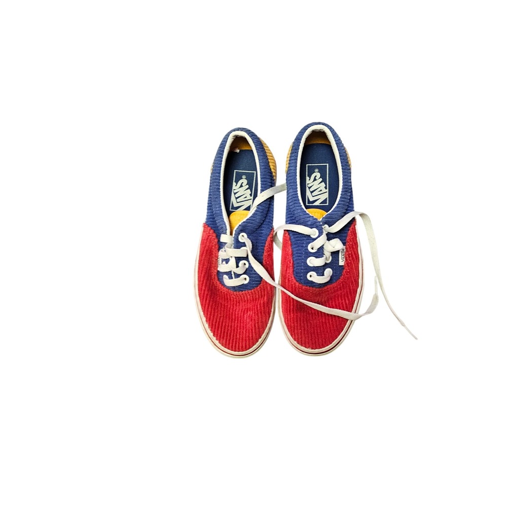 Vans Era Corduroy Multi Color Block Red Blue Yellow Sneakers Mens 5 Womens 6.5